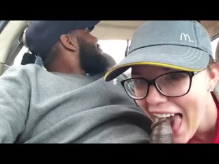 the mcduck waitress sucked the black guy in the car. bbc cuckold amateur interracial public